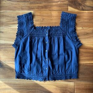 Doen Navy Blue Lace Blouse